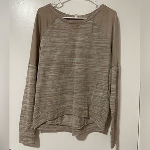 Guess Tan Heathered Long Sleeve Top Sz M